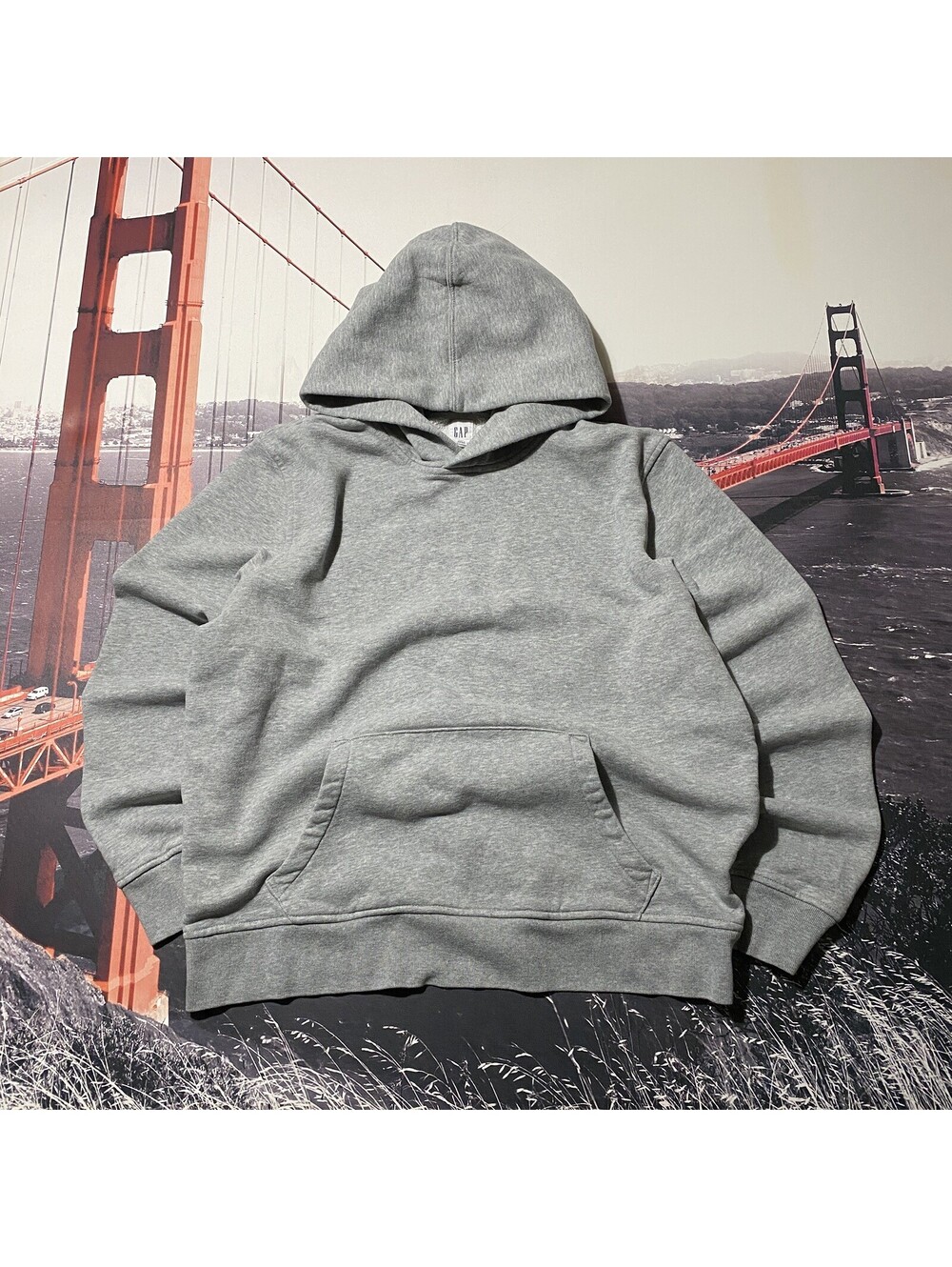 Gap Hoodie Mens Large L Boxy Fit Cropped Soft Sueded Fleece Pullover Sweatshirt